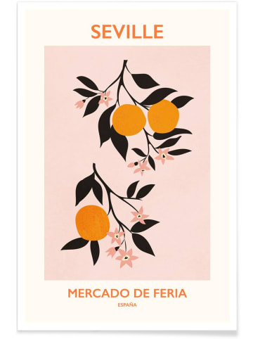 Juniqe Poster "Mercardo di Feria" in Orange & Rosa