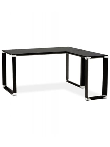 KADIMA DESIGN Eckschreibtisch Schwarz Metall Glas | Modernes Design in Schwarz