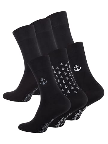 Clark Crown® "BAMBUS" Socken 6 Paar, Edel & Modern in Anker/Schwarz