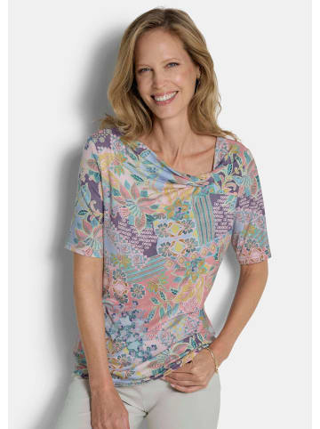 GOLDNER Cityshirt mit Knoten-Detail in salbei / rosé / gemustert