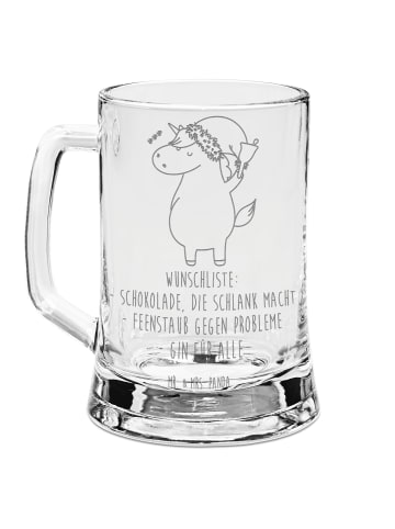 Mr. & Mrs. Panda Bierkrug Einhorn Weihnachtsmann mit Spruch in Transparent