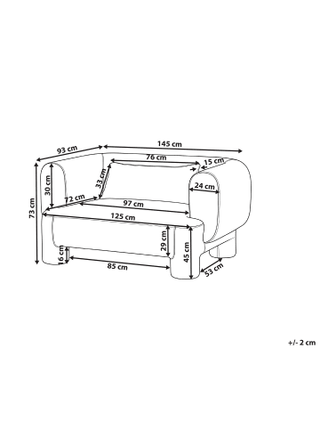 Beliani 2-Sitzer Sofa HOGBO in Braun - (W) 145 x (H) 73 x (L) 93 cm