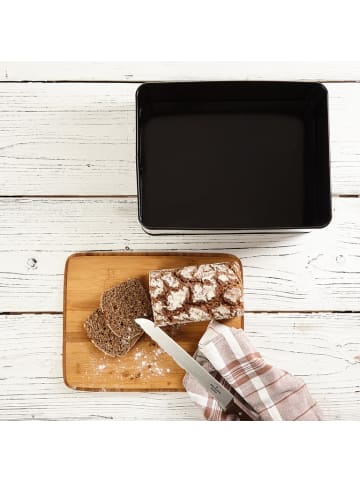 Lumaland Cuisine Brotkasten Brotdose Brotbox Metall Bambus Deckel Schwarz
