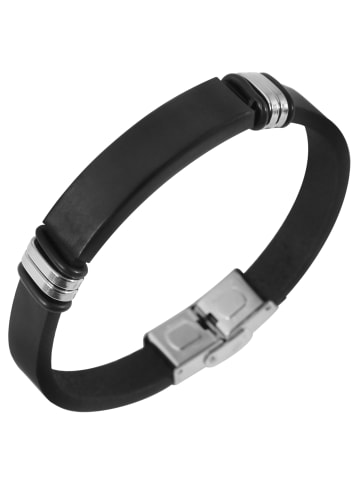 Adeliás Unisex Armband aus Leder 21 cm in schwarz