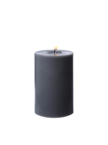 Deluxe Homeart LED Kerze Mia Echtwachs flackernd H: 15cm D: 10cm in grau