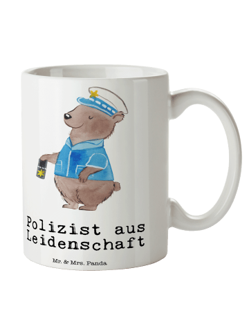 Mr. & Mrs. Panda Tasse Polizist Leidenschaft mit Spruch in Weiß