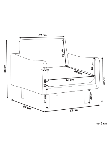 Beliani Sessel VINTERBRO in Beige/Schwarz - (W) 83 x (H) 86 x (L) 84 cm