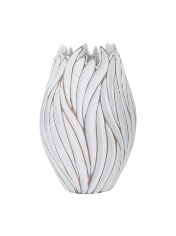 Mauro Ferretti Weiße Harzvase mit geprägten Verzierungen, Ø 27 x 41,5 cm
