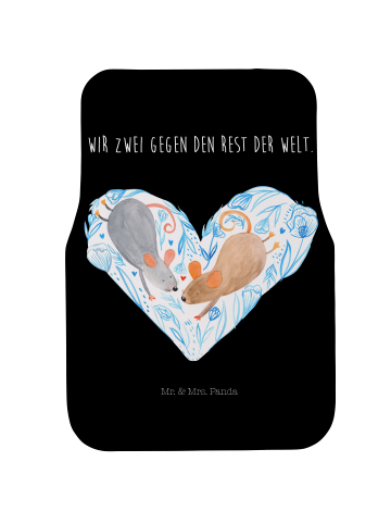 Mr. & Mrs. Panda Fahrer Autofußmatte Mäuse Herz ohne Spruch in Schwarz