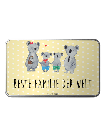 Mr. & Mrs. Panda Metalldose Koala Familie zwei mit Spruch in Gelb Pastell