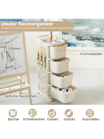 COSTWAY Nischenschrank schmal auf Rollen 30cm breit in Creme