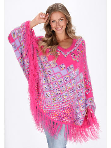 IZIA Women Poncho in pink multicolor