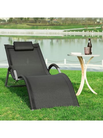 SoBuy Sonnenliege in Schwarz - (B)63 x (H)66 x (T)172cm