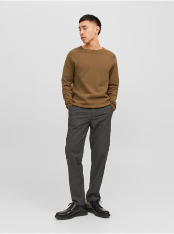 Jack & Jones Rundhals Strickpullover Langarm Sweater aus Baumwolle JJEHILL in Mittelbraun