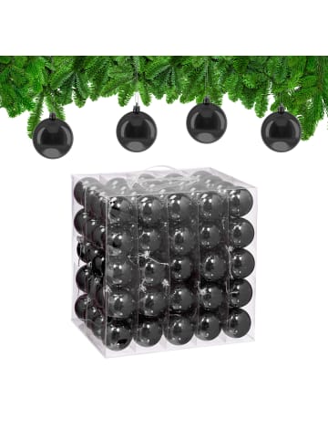 relaxdays 100 x Weihnachtskugeln Set in Schwarz