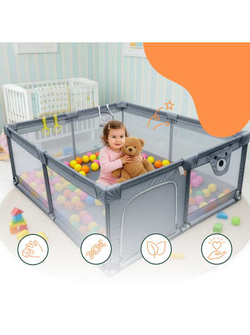 relaxdays Laufstall in Grau - (B)120 x (H)65 x (T)150 cm