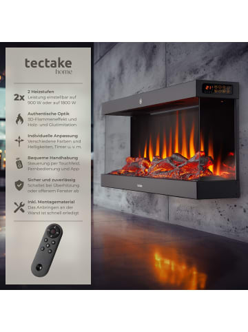 tectake Wandkamin, App, Fernbed., Thermostat, 900/1800 W, Überhitzungsschutz