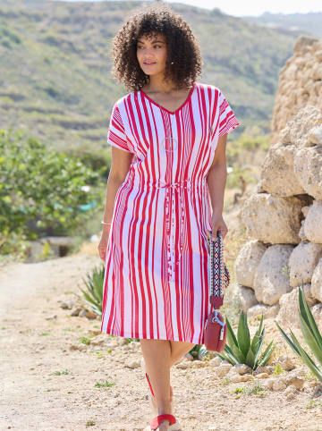 sheego Jersey-Kleid in weiß-rot-gestreift