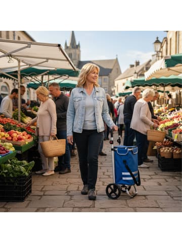 relaxdays Einkaufstrolley in Blau - 45 l