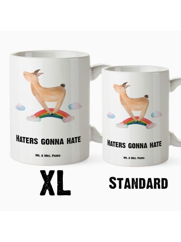 Mr. & Mrs. Panda weisse tasse Lama Regenbogen mit Spruch in Weiß