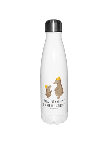 Mr. & Mrs. Panda Edelstahl Trinkflasche Bären mit Hut mit Spruch in Weiß
