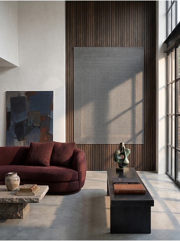 KADIMA DESIGN Teppich flachgewebt Bordüre flachgewebt pflegeleicht Wohnzimmer in Anthrazit