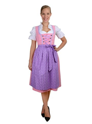 Edelnice Edelnice Midi Dirndl 3-teilig Streublümchen in rosa, weiß, lila