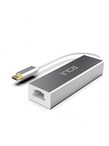 Inca INCA USB-C HUB Type-C-Hub X4: USB 3.0, Ethernet RJ45 Multiplexer in Silber