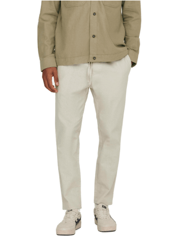 Only&Sons Jogginghose ONSLINUS CROP LIN tapered in Beige