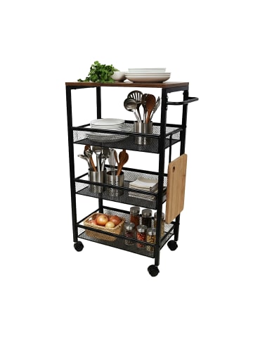 relaxdays Nischenwagen in Braun/ Schwarz - (B)22 x (H)77 x (T)45 cm