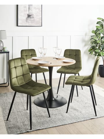 Beliani 4er-Set Esszimmerstuhl POWELL in Grün/Schwarz