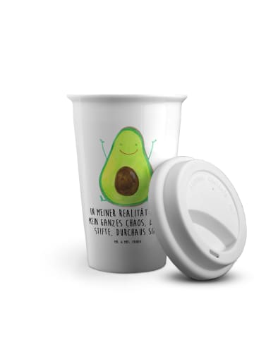 Mr. & Mrs. Panda To Go Becher Avocado Glücklich mit Spruch in Weiß