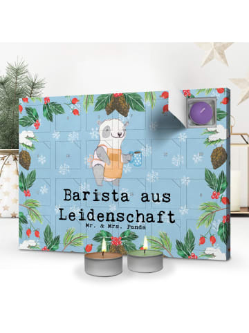 Mr. & Mrs. Panda Adventskalender Barista Leidenschaft mit Spruch in Eisblau