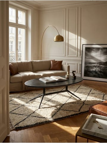 KADIMA DESIGN Couchtisch 90x50x35 cm Mango Massivholz Metall Sofatisch Oval