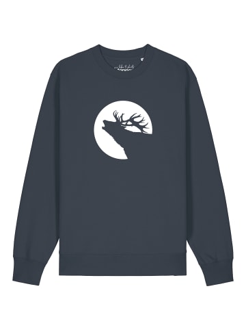wat? Apparel Sweatshirt Röhrender Hirsch in India Ink Grey