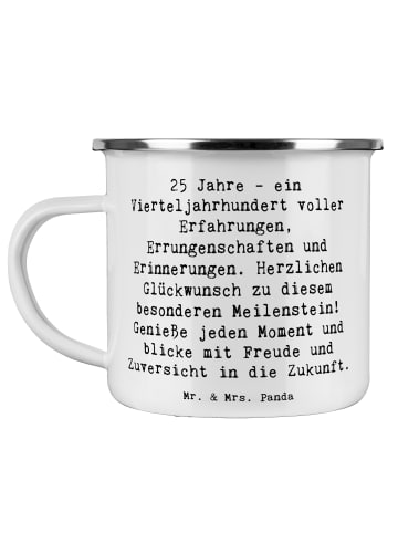 Mr. & Mrs. Panda Camping Emaille Tasse Spruch 25. Geburtstag mit... in Weiß
