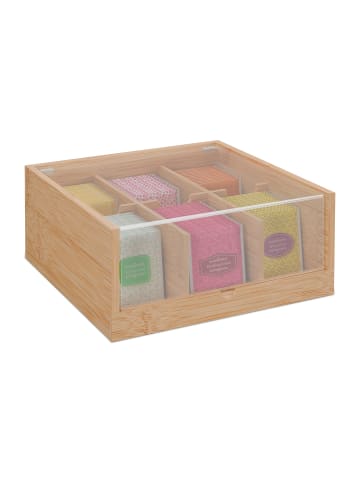 relaxdays Teebox in Natur - (B)22 x (H)9,5 x (T)21,5 cm