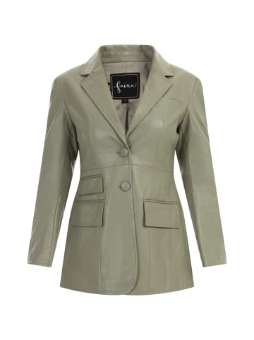 faina Blazer Aus Kunstleder in Grau Oliv