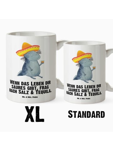 Mr. & Mrs. Panda Große Teetasse Axolotl Tequila mit Spruch in Weiß