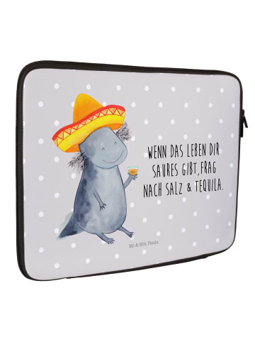 Mr. & Mrs. Panda Notebook Tasche Axolotl Tequila mit Spruch in Grau Pastell