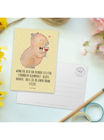 Mr. & Mrs. Panda Wanddeko Capybara Wein mit Spruch in Gelb Pastell