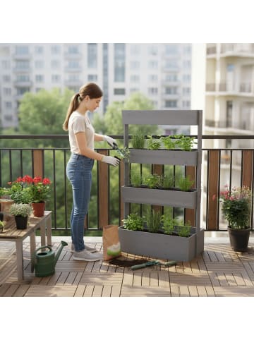 relaxdays Vertikalbeet "4 Kästen" in Grau - (B)85 x (H)140 x (T)48 cm