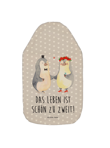 Mr. & Mrs. Panda Wärmflasche Pinguin Heirat mit Spruch in Grau Pastell