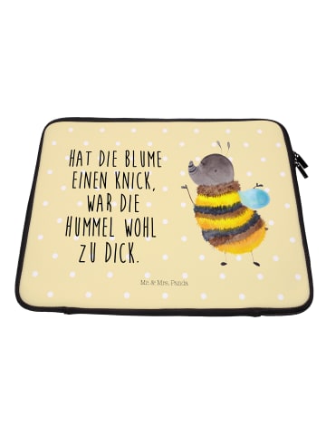 Mr. & Mrs. Panda Laptop Tasche Hummel flauschig mit Spruch in Gelb Pastell