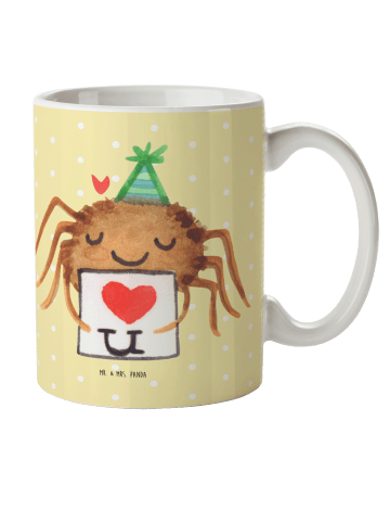 Mr. & Mrs. Panda Kindertasse Spinne Agathe Brief ohne Spruch in Gelb Pastell