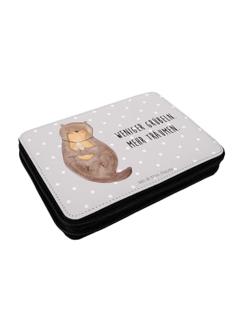 Mr. & Mrs. Panda Federpenal Otter Muschel mit Spruch in Grau Pastell
