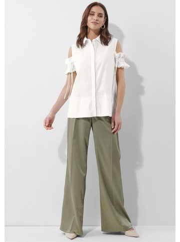 Alba Moda Ärmellose Bluse mit Rüschen und Mesh in offwhite