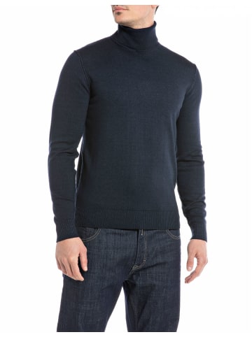 Replay Rollkragenpullover Wool Blend Fast Dyed - 12 Gg in blau