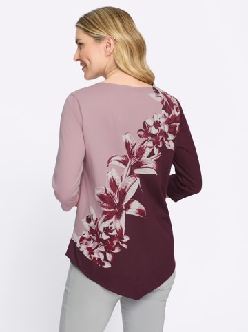 Sieh an! 3/4-Arm-Shirt in burgund-mauve-bedruckt
