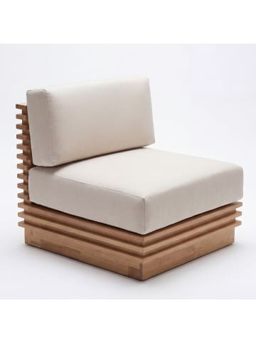 home24 Loungesessel Quenda in Gestell: Akazie BraunBezug: Beige